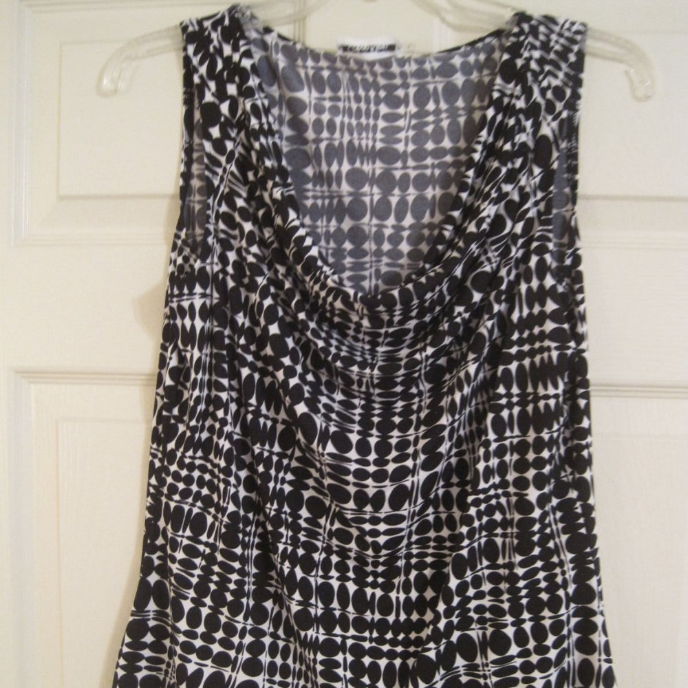 CALVIN KLEIN BLACK AND WHITE COWLNECK TOP